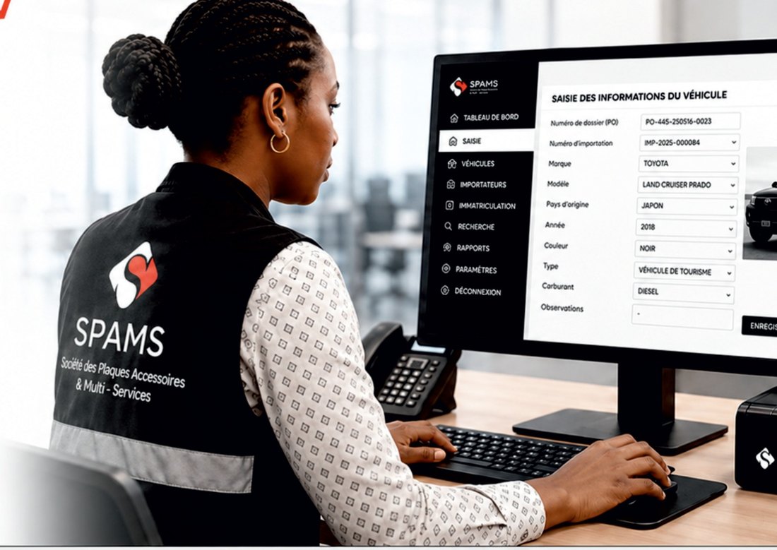 Agent SPAMS saisissant les informations d'un véhicule dans le système SPAMS